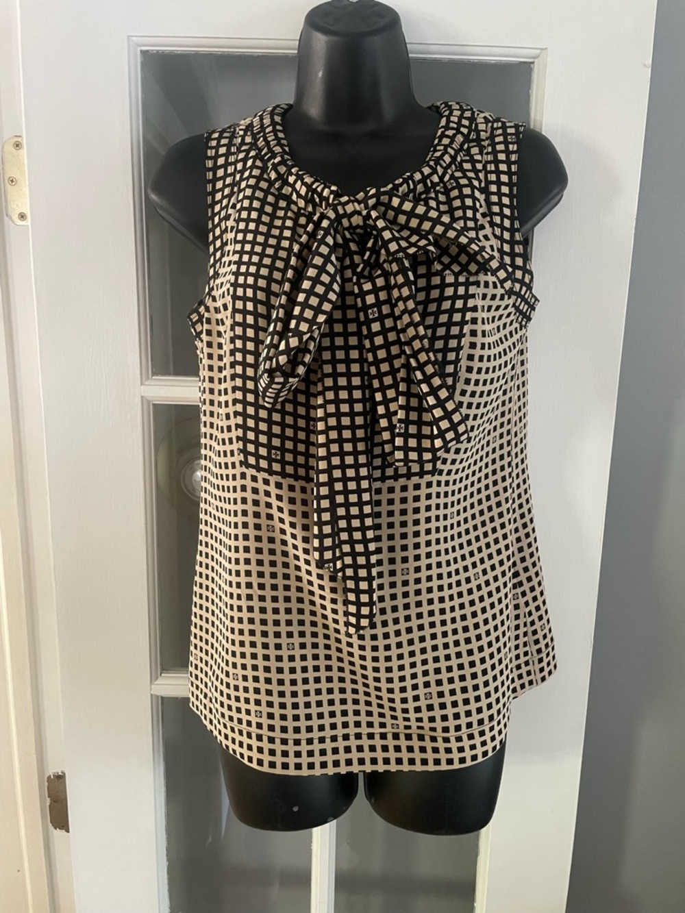 Tory Burch classic tie front silk sleeveless blouse